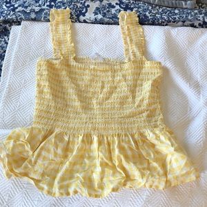 Nordstrom Eloide yellow and white gingham top